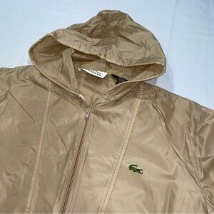 Vintage Lacoste Men's Hooded Raincoat Beige
